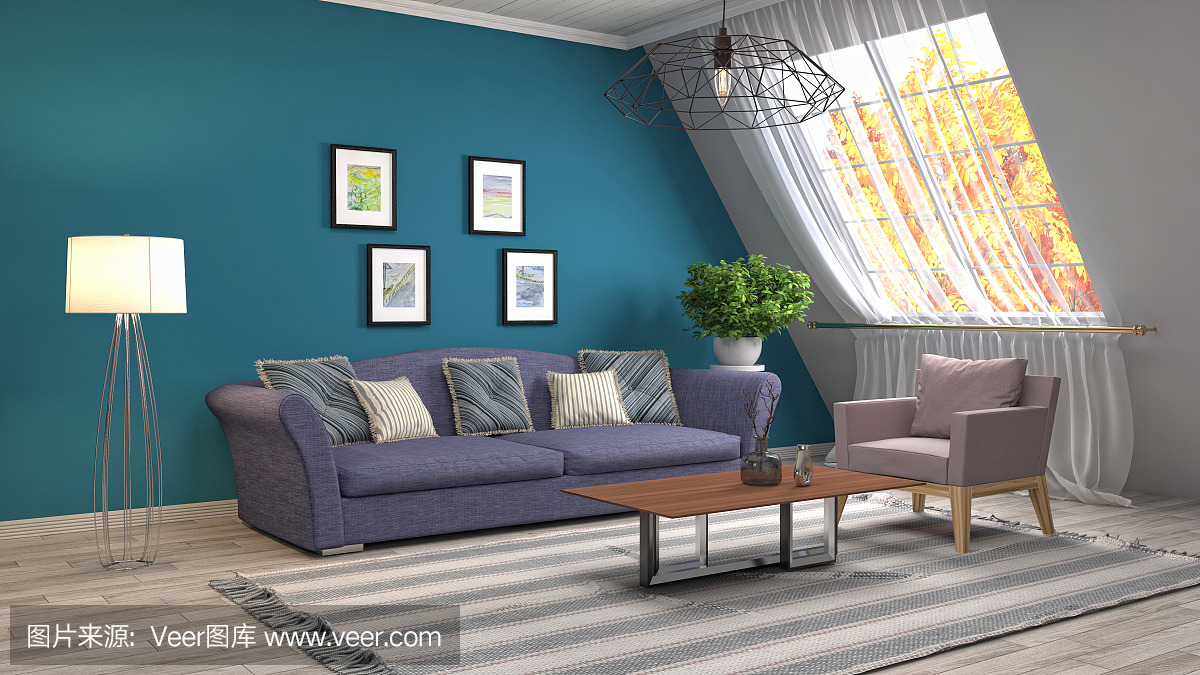 室內(nèi)客廳。三維演示